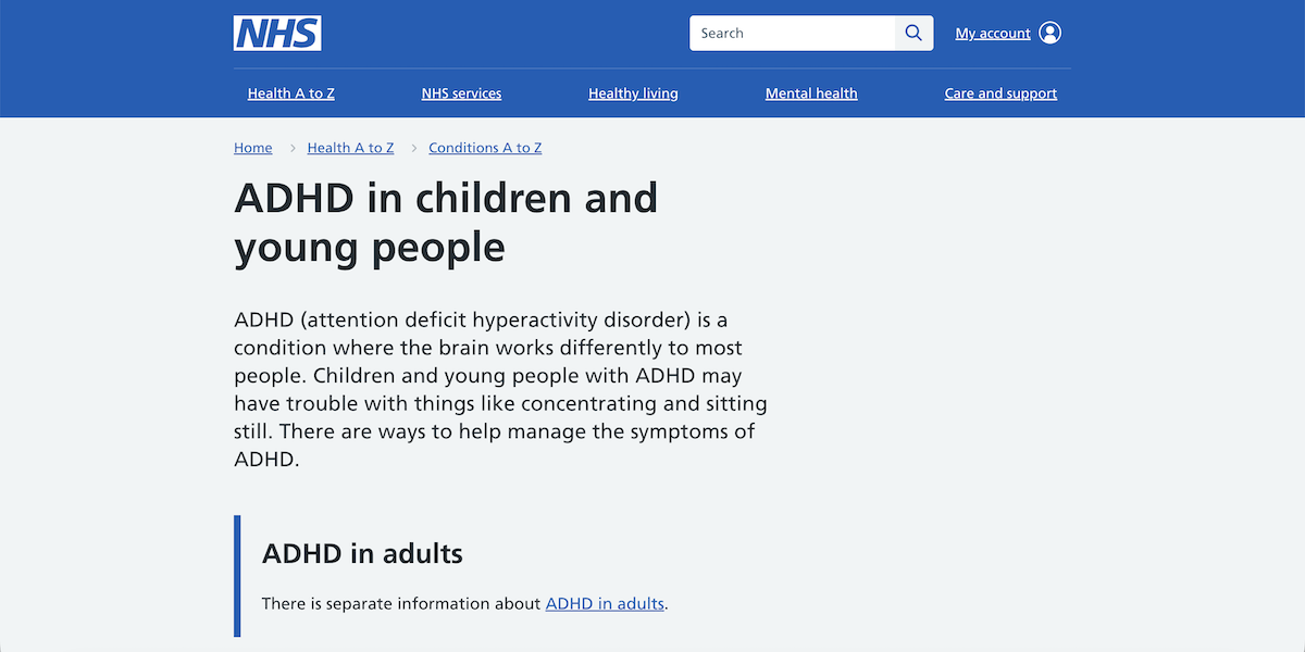 ADHD in children and young people