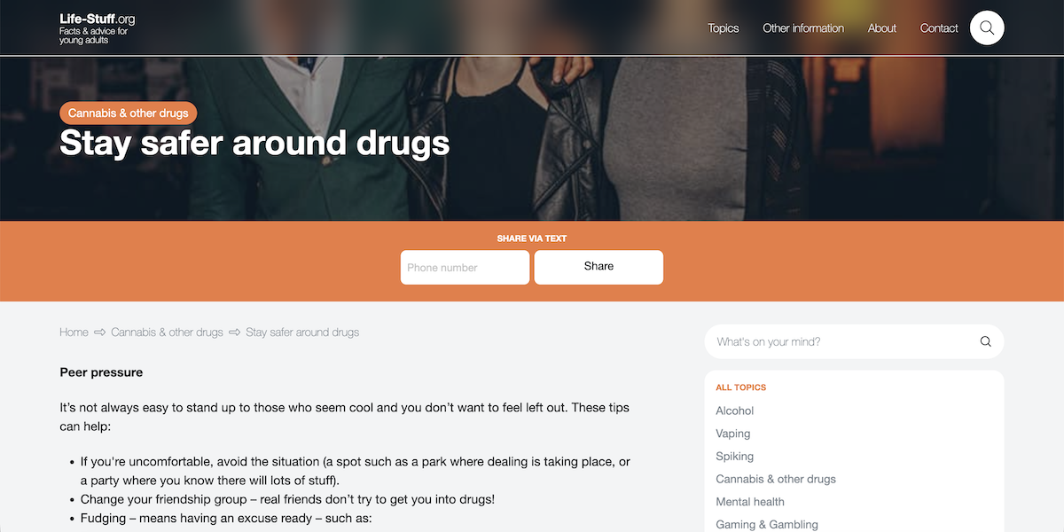 Stay safer around drugs